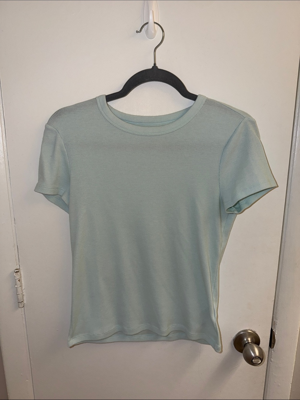 GAP Rib Short Sleeve T-shirt- Light Blue - Size S